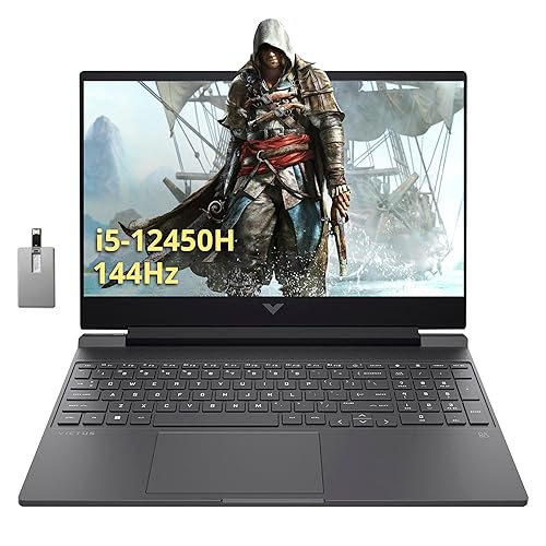 HP Victus 15.6" FHD 144Hz Gaming Laptop, Intel i5-12450H, 32GB RAM, 2TB PCIe SSD, NVIDIA GeForce GTX 1650, Backlit Keyboard, Win 11 Pro, Mica Silver, 32GB Hotface USB Card - 32GB | 2TB PCIe SSD