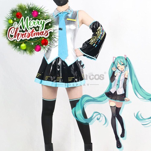 【In Stock】Vocaloid Hatsune Miku Cosplay Silver Patent Leather Cosplay Costume - Costume / XL