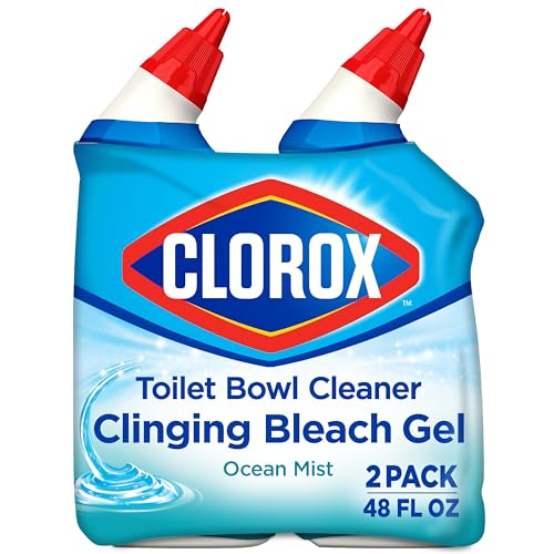 Clorox Toilet Bowl Cleaner, Clinging Bleach Gel, Ocean Mist - 24 Ounces, Pack of 2 - Ocean - 48 Fl Oz (Pack of 2)