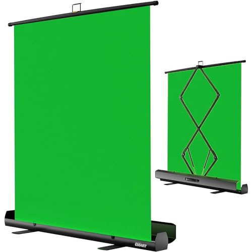EMART Green Screen 165x220cm, Roll-up Panel Greenscreen Fotohintergrund, Grüner Fotohintergrund mit Ständer für Fotostudio, Streaming, Videokonferenzen, TikTok, Zoom - 165x220cm