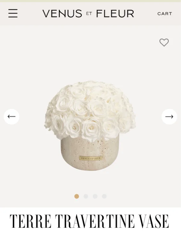 Terre Travertine Vase White Roses