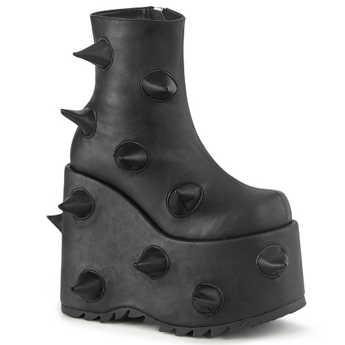 Demonia SLAY-77 | Black Vegan Leather Ankle Boots - 07 / Black