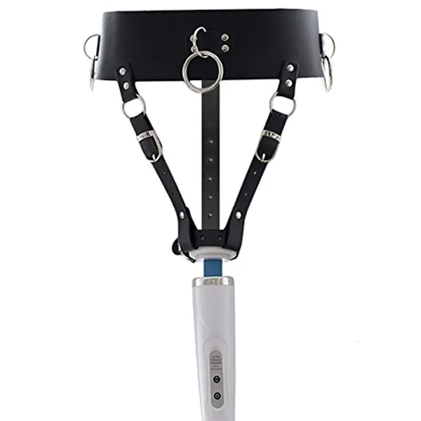 Vibrator Leather Constrained Forced Strap - Electric Waistband Harness Fixed Tie Belt Holder(Wand Or Vibrator Not Included)
