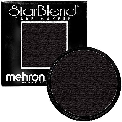 Mehron Makeup StarBlend Cake Makeup | Wet/Dry Pressed Powder Face Makeup | Powder Foundation | Black Body and Face Paint 2 oz (56g) - Black - 2 Ounce