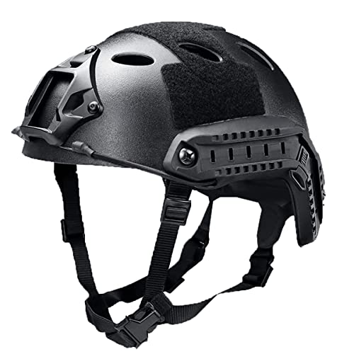 Airsoft Helmet Tactical Helmet Military Helmet Paintball Helmet - Bump Army Helmet for Kids Men & Women - Swat Sniper Combat Pilot Climbing Forestry Caving PJ Type Fast Helmet - Classic Black
