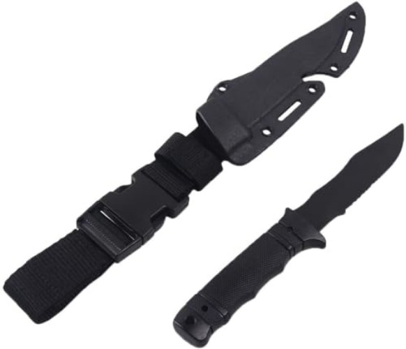 ESH7 Tactical Rubber Knife with Scabbard/Sheath Military Training Dagger Cosplay ABS Plastic Blade Scabbard Model Kit Decoration & Cosplay - TRM9-2