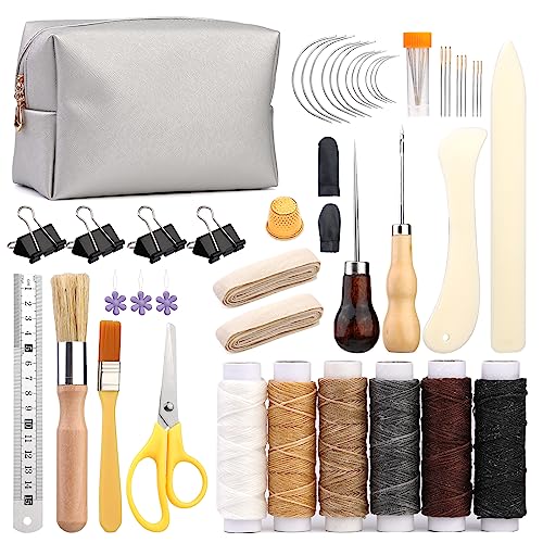 49 Pcs Hand Bookbinding Tools Bookbinding Kits for Beginners Bookbinding Supplies with Paper Awl Binding Ribbon Glue Brush and Steel Ruler for DIY Bookbinding Crafts - 49 Pcs