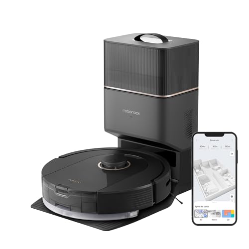 roborock Q5 Pro+ Staubsauger Roboter mit Absaugstation, DuoRoller-Bürste, 5500Pa Saugkraft, 2,5L Staubbeutel, 180mL Wassertank, Wischroboter PreciSense-LiDAR-Navigation App/Alexa, Schwarz