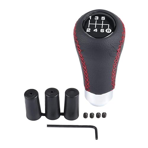 Hlyjoon Gear Shift Knob Universal Car Vehicle 6 Speed PU Shifter Stick with 3 Hoses(Red) red Gear knob Civic Gear knob 6 Speed Civic Gear knob 6 Speed red Gear knob Shift knob 6 Speed Shift knob 6