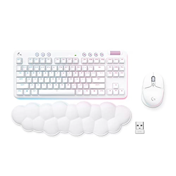 Logitech G Wireless Gaming Combo, G715 Keyboard Linear + G705 Mouse, Customizable LIGHTSYNC RGB Lighting, Lightspeed Wireless, Bluetooth, PC/Mac/Laptop - White Mist