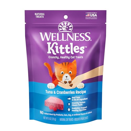 Wellness Kittles Natural Grain Free Cat Treats, Tuna & Cranberries, 6-Ounce Bag - Tuna - 6 Ounce (Pack of 1)