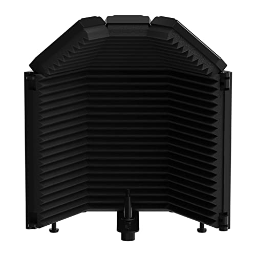 XTUGA Recording Microphone Isolation Shield High Density Absorbent Foam to Filter Vocal,Top Enclosed Foldable Soundproof Cover for Condenser Microphone Recording Equipment - B-BURNER