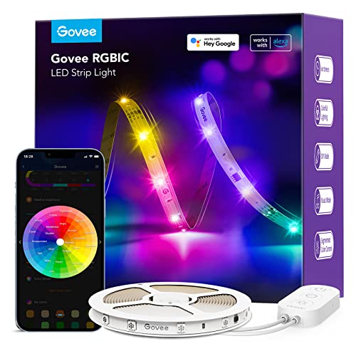 Govee RGBIC Alexa LED Strip Light 16.4ft, Smart WiFi LED Lights Work with Alexa and Google Assistant, Segmented DIY, Music Sync, Color Changing LED Strip Lights for Room, Bedroom, Holiday - 16.4ft
