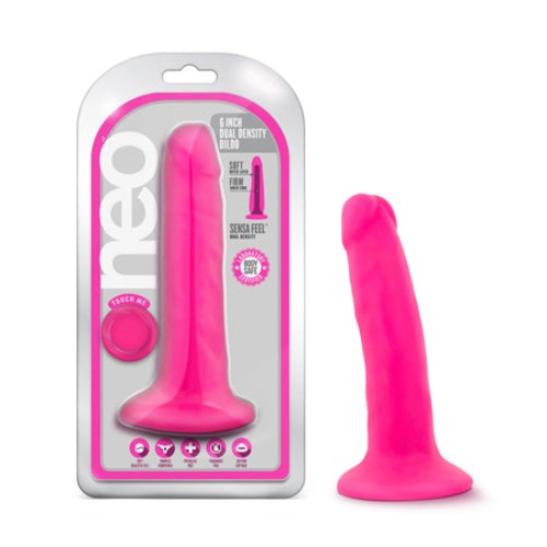 Blush Neo 6 in. Dual Density Toy with Suction Cup Neon Pink