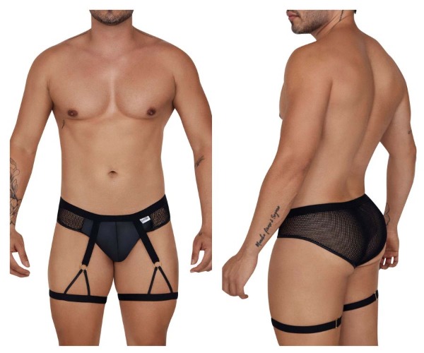 CandyMan 99684 Garter Briefs - Black / L/XL