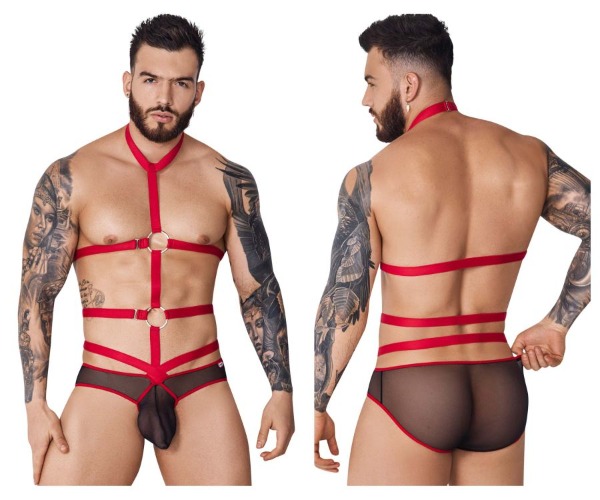 Pikante PIK 1084 Lips Harness Briefs - Red / L