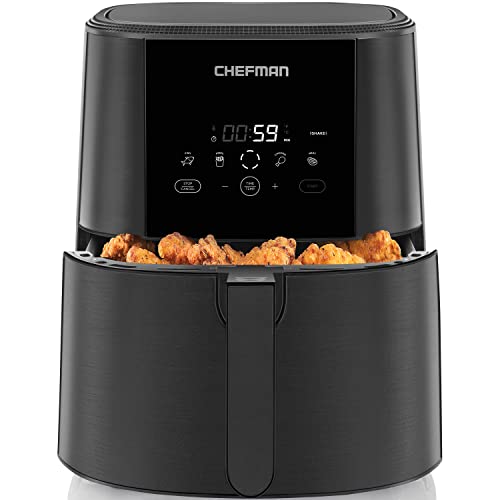 Chefman TurboFry Touch Air Fryer, The Most Compact And Healthy Way To Cook Oil-Free, One-Touch Digital Controls And Shake Reminder For The Perfect Crispy And Low-Calorie Finish, 5 Quart - 5 QT - Air Fryer