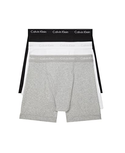 Calvin Klein Men's Cotton Classics 3-Pack Boxer Brief - Medium - Black, Grey Heather, White