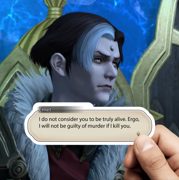 Ergo, I Will Not Be Guilty Of Murder - Emet Selch - Final Fantasy 14 Sticker