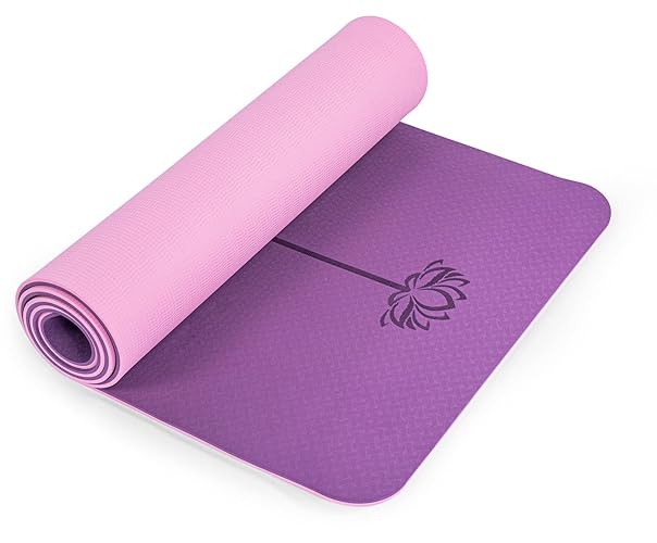 Yoga Mat Non Slip, Pilates Fitness Mats, Eco Friendly, Anti-Tear 1/4" Thick Yoga Mats for Women, Exercise Mats for Home Workout with Carrying Sling and Storage Bag - 72"x24" - Orchid & Pink