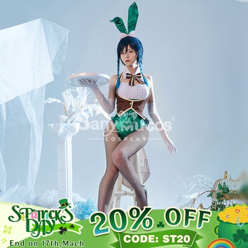 【St. Patrick's Day 20% OFF CODE:ST20 ON www.sanymucos.com】【In Stock】Game Genshin Impact Cosplay Venti in Barbatos Bunny Girl Cosplay Costume - L