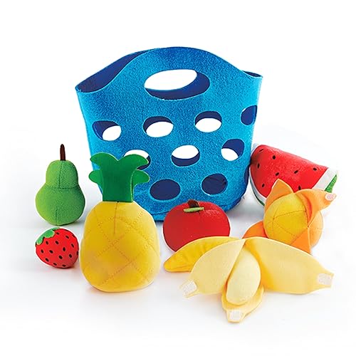 Hape Toddler Fruit Basket |Soft Pretend Food Playset for Kids, Fruit Toy Basket Includes Banana, Apple, Pineapple, Orange and More