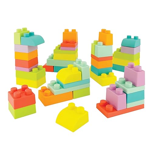 Infantino Super Soft 1st Building Blocks Jumbo Playset – Soft Blocks for Babies and Toddlers, Perfect for Stacking, Squishing, and Imaginative Play, 43-Piece Set - 43-Piece Set