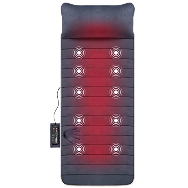 Snailax Memory Foam Massage Mat with Heat, 6 Therapy Heating pad,10 Vibration Motors Massage Mattress Pad, Full Body Massager Cushion Relieve Neck, Back, Waist, Legs