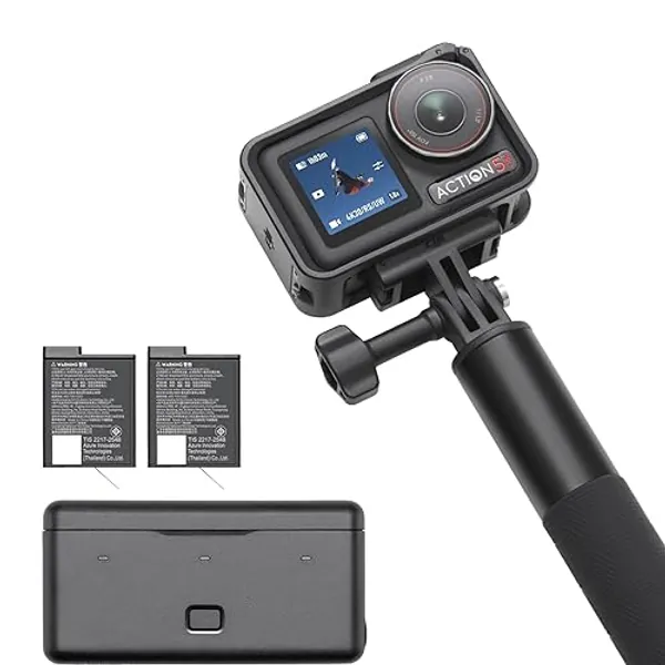 DJI Bundle Aventure Osmo Action 5 Pro, Caméra d’Action 4K avec Capteur 1/1,3", 12 h d’Autonomie Étendue avec 3 Batt., Stabilisation, Double Écran Tactile OLED, Mini Caméra d’Action pour Voyage, Vlog