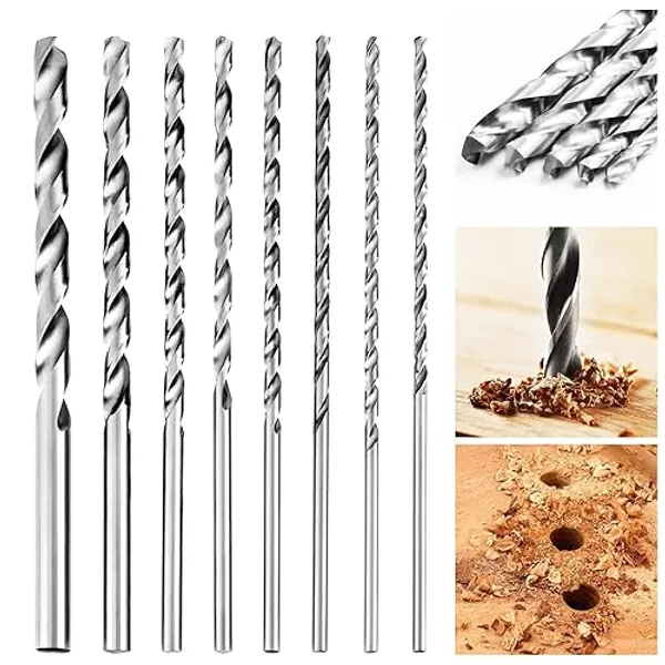 QLOUNI HSC 8cps Sets Foret Extra Long 200mm avec diamètre de 4mm, 4.2mm, 4.5mm, 5mm, 5.2mm, 6mm, 8mm, 10mm