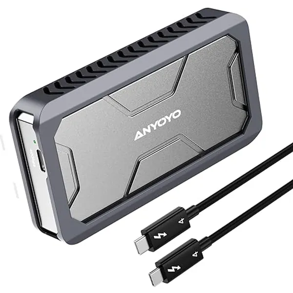 Boîtier SSD M.2 NVMe 40 Gbps, Boîtier SSD ANYOYO PCIe NVMe vers USB C Boîtier SSD, boîtier Aluminium Compatible Thunderbolt 3/4 & USB4.0/3.2/3.1/3.0/2.0 pour M & B+M-Key 2280 - 6902-S