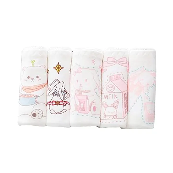 TOMORI Women's Cute Anime Schoolgirl Breathable Cotton Animal Printing Briefs Underwear, White, Medium