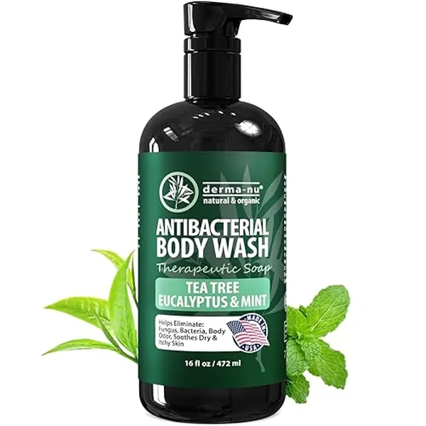 Derma-Nu Therapeutic Soap - Antibacterial Soap And Tea Tree Body Wash For Jock Itch, Athletes Foot, Eczema And Back Acne - Anti Bacterial Body Soap For Men And Women Safe For All Skin Types - 16 Oz - 16 Fl Oz (Pack of 1)