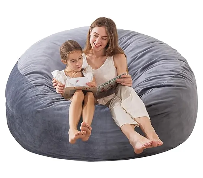 Large Bean Bag Chair for Adults/Kids with Filling, 3 ft Memory Foam Bean Bag Chairs with Filler Included, Ultra Soft Dutch Velvet Fabric, Bean Bag for Living Room - 3 Foot,Dark Gray - 3 Foot - Fog Grey