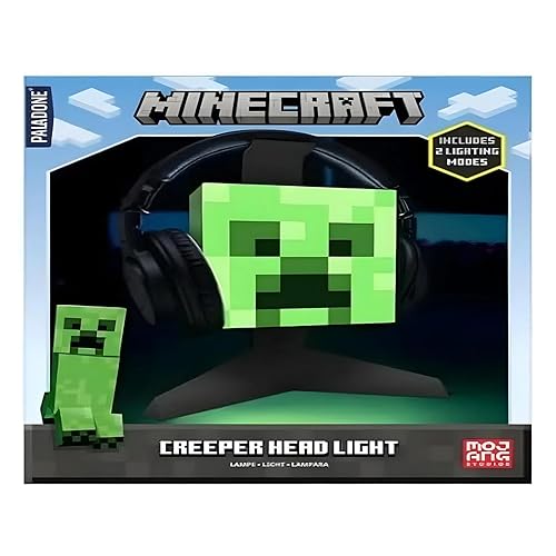 Minecraft Creeper Kopfhörerständer - Offiziell lizenziertes Merchandise, Beleuchtung mit 2 Modi, USB-betriebener Gamer-Headset-Ständer, 23,7 cm