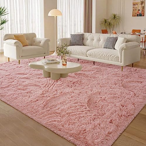 Jocovieh Soft Pink Rugs for Bedroom, 5x7 Feet Fluffy Carpets, Indoor Modern Plush Area Rugs for Living Room Kids Girls Room, Non-Slip Shag Rug for Nursery Home Decor, Pink - 5x7 Feet - A-pink