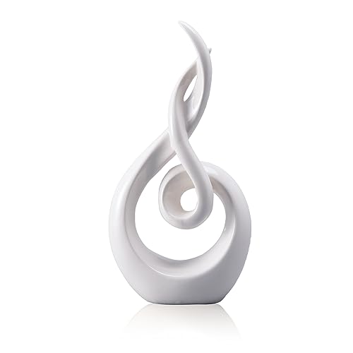 LC LCdecohome Modern Abstract Art Table Decoration - Ceramic Statue Modern White Ornaments for Living Room Great Gift Idea Home Décor 5 * 2.5 * 10.5 inch - White