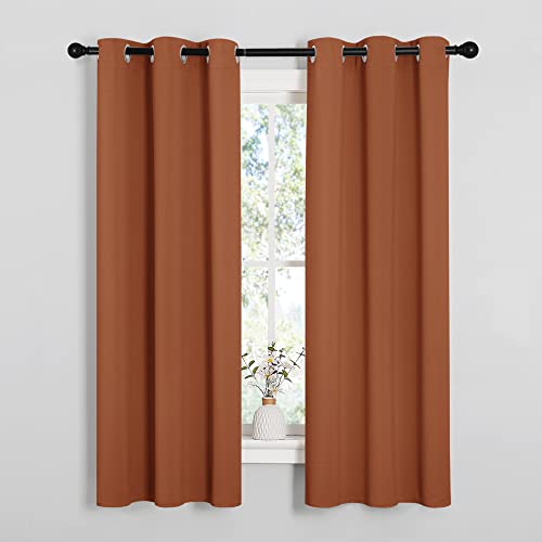 NICETOWN Grey Blackout Curtain Panels for Bedroom, Thermal Insulated Grommet Top Blackout Draperies and Drapes for Basement (2 Panels, W34 x L45-inch, Grey) - 34 in x 63 in (W x L) - Burnt Orange