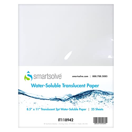SmartSolve 2 pt. Water-Soluble Bio-Based Paper | Dissolves Quickly in Water | Biodegradable | Eco-Friendly | Tracing, Sewing Patterns, Crafts | Letter Size 8.5” x 11” | Pack of 25 White Sheets - Pack of 25