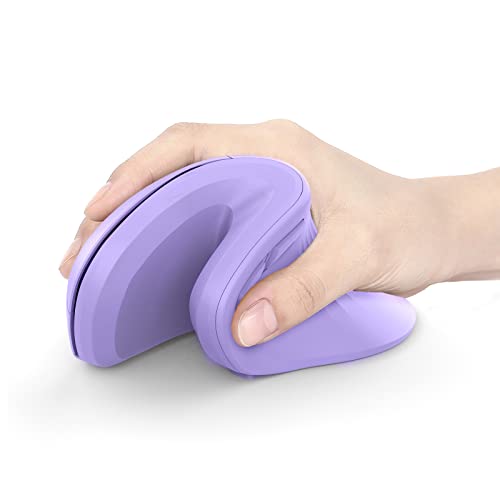 seenda Ergonomic Bluetooth Mouse - Wireless Dual Mode Vertical Mouse ((BT4.0+USB) with Mouse Jiggler, Reduces Wrist Strain, Cute Ergo Mouse for PC, Laptop, Mac, and Windows - Purple - Purple