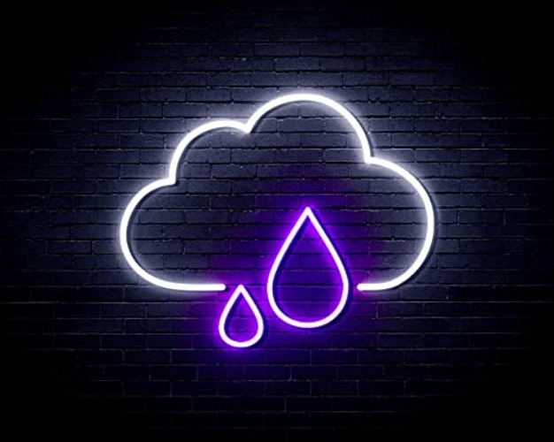 ADVPRO Cloud and Rain Droplet Flex Silicone LED Neon Sign - White & Purple - st16s33-fnu0011-wp - Dual Color - White & Purple