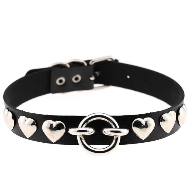 Heart ring choker (16 colors) - Black