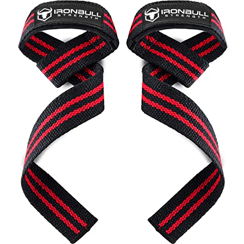 Lifting Straps (1 Pair) - Padded Wrist Support Wraps - For Powerlifting, Bodybuilding, Gym Workout, Strength Training, Deadlifts & Fitness - Black/Red
