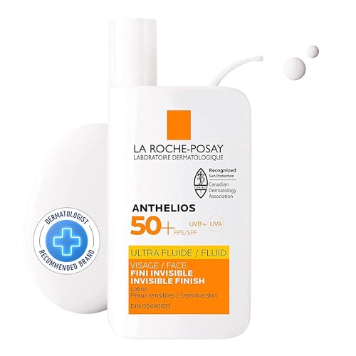 La Roche-Posay Anthelios Ultra-Fluid Face Sunscreen SPF 50, Broad Specturem UVA-UVB Sun Protection, Lightweight, Non-Comedogenic, Water Resistant, Fragrance Free, 50 ML - ULTRA-FLUID