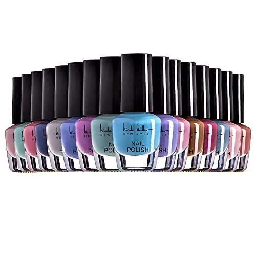 Nicole Miller MINI Nail Polish Set - 16 Colors, Vibrant, Colorful, and Trendy Shades for Spring and Summer, MINI Nail Polish Kit for Fingernails and Toenails - Spring and Summer