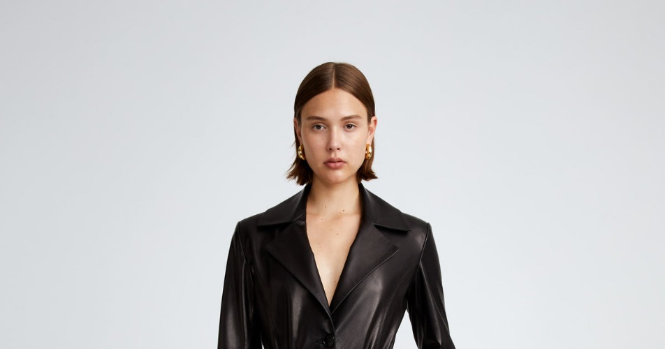 Nour Hammour Leather Trenchcoat