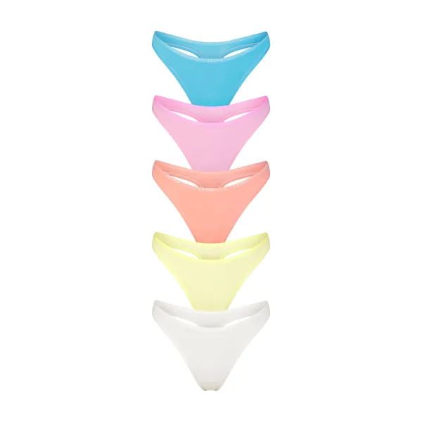 COTTON LOGO DIPPED THONG 5-PACK | COTTON CANDY MULTI