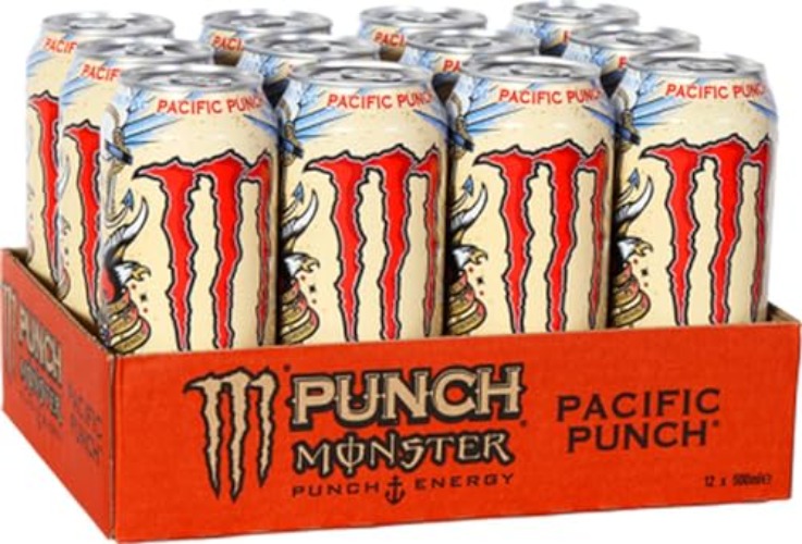 Juice Monster Pacific Punch, Energy + Juice, Energy Drink, 16 Ounce (Pack of 24) - Pacific Punch - 16 Ounce (Pack of 24)