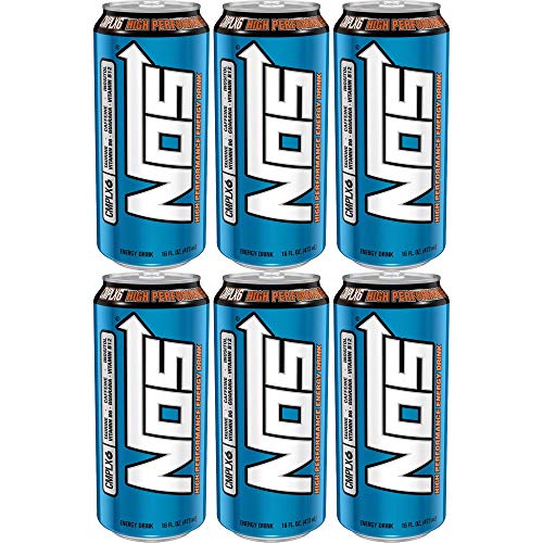 NOS High Performance Energy Drink, 16oz Can (Pack of 6, Total of 96 Fl Oz)