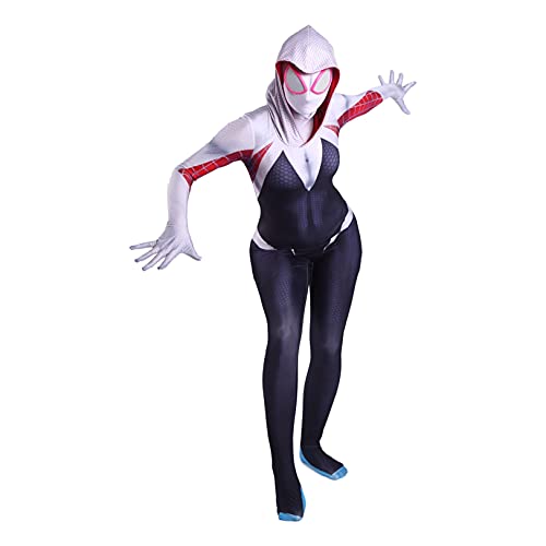 LGYCB Spiderman Spider-Gwen Maske Bodysuit Spidęrmaņ Jumpsuit Zentai Siamesische Kleidung Super Heros Halloween Cosplay Kostüme für Mädchen Kinder,Bodysuit-Adult XL(170~180cm) - Adult XL(170~180cm) - Bodysuit